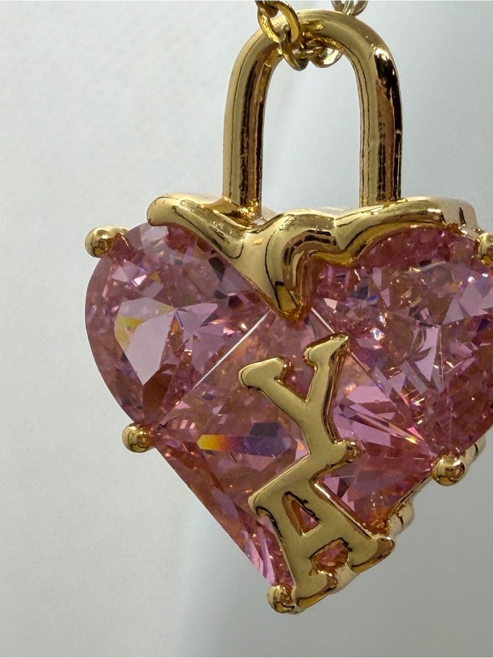 YA Gold-Tone Pink Heart Pendant Necklace